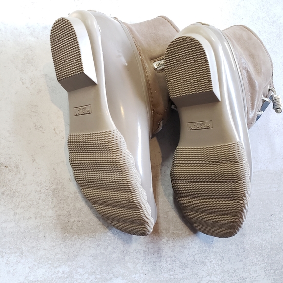 Sperry Saltwater Starlight Leather Duck Boots Metalic Dove sz 7 - Picture 2 of 4